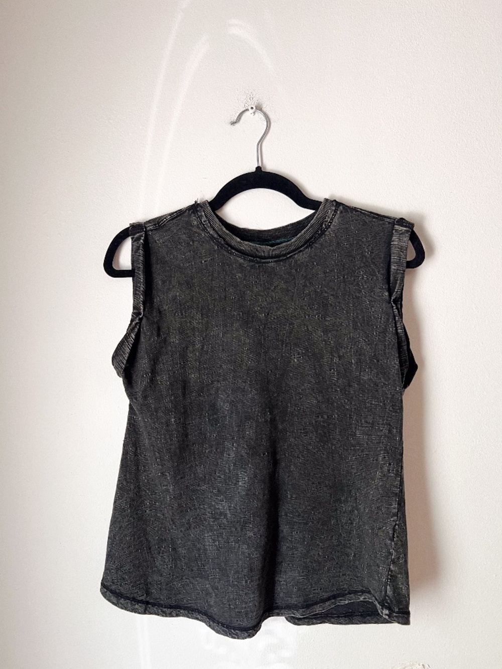 Pilcro Anthropologie Charcoal Gray Distressed Sleeveless Top Raw Edge Boho XS